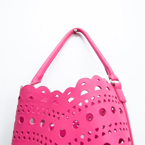 Neiman Marcus Pink Cut Out Bucket Bag - Picture 5 of 8